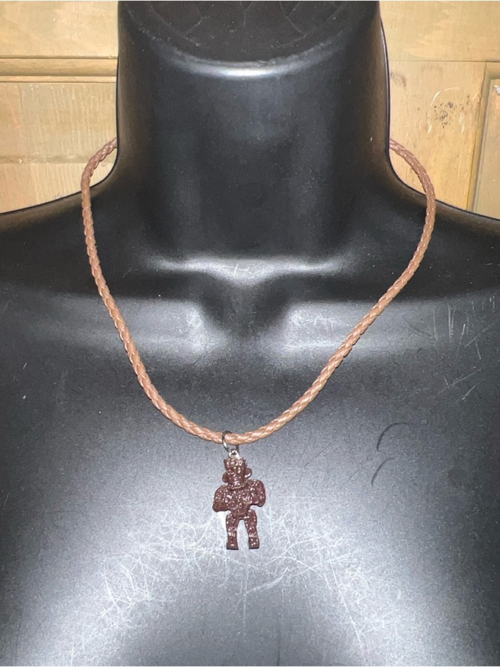 Disney Aulani Brown Braided Necklace Tiki Pendant Hawaii Souvenir Collectible
